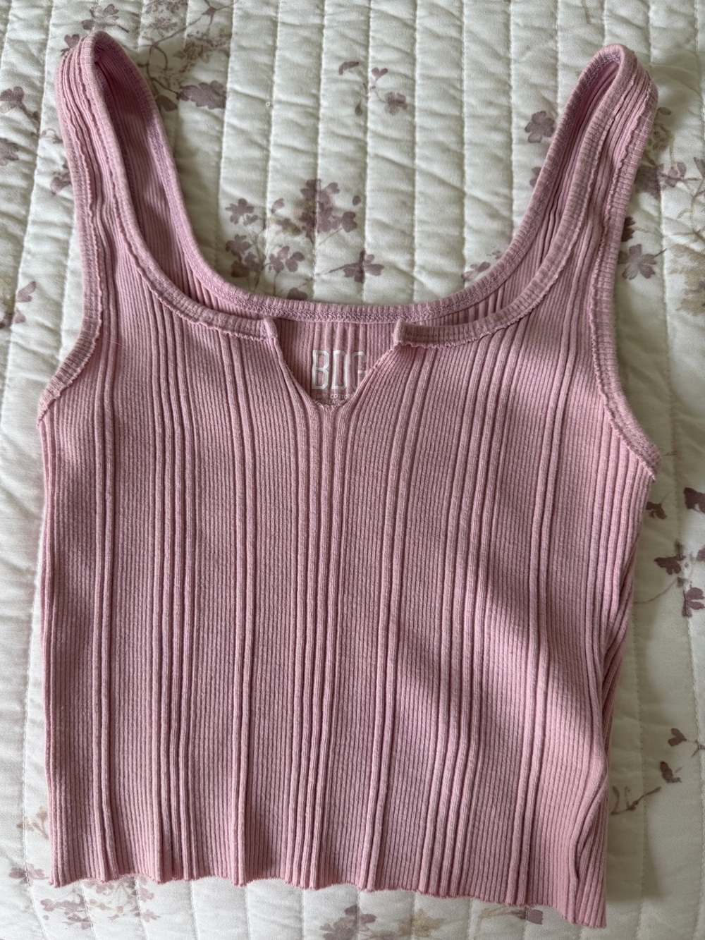BDG Pink Ribbed Scoop Tank Top